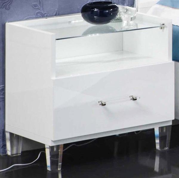 Product photograph of Cristal White Italian Marble 1 Drawer Night Table from Choice Furniture Superstore.